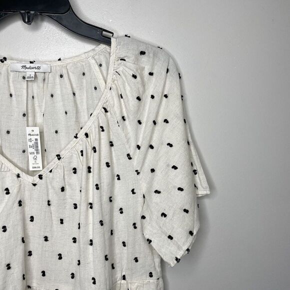 MADEWELL Womens Beige Cotton-Linen Lorelei Mini Dress NEW Clip-Dot NE768 Small S - Picture 5 of 11